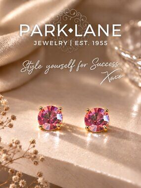 Park Lane Iridescent Coral Impression Stud TCW 3 Carat Earrings
